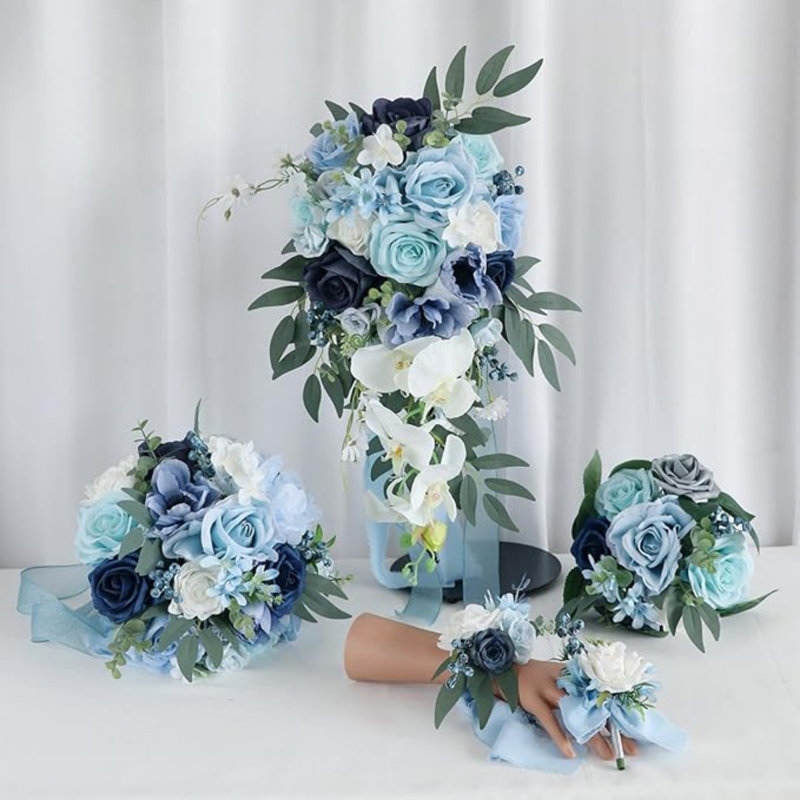 Bouquet de mariage, Bleu