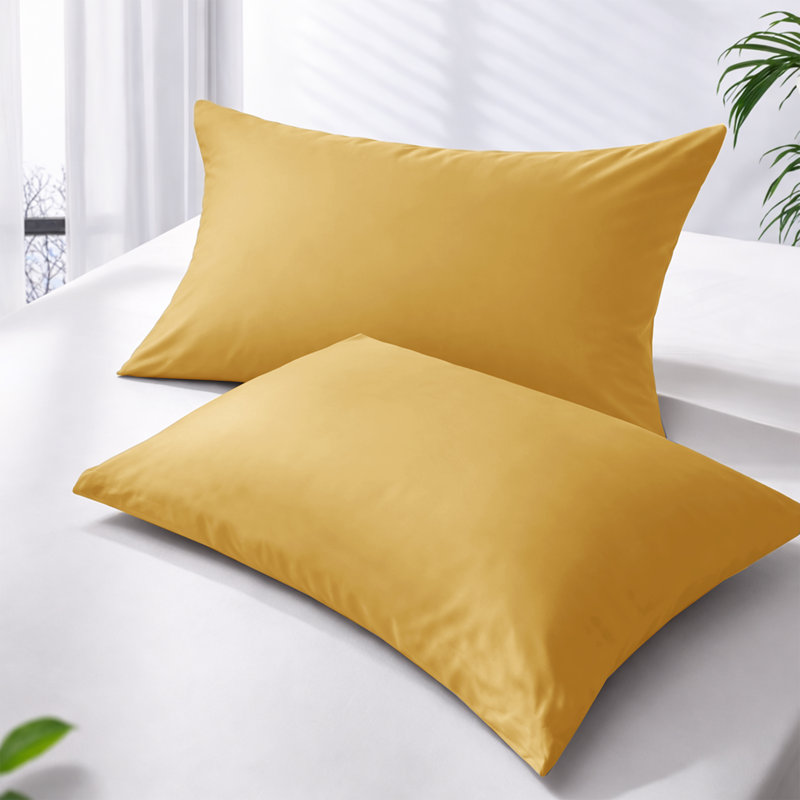 Microfiber Solid Colour Duvet Cover Set, Double Duvet Cover + 2 Pillowcases, Ochre