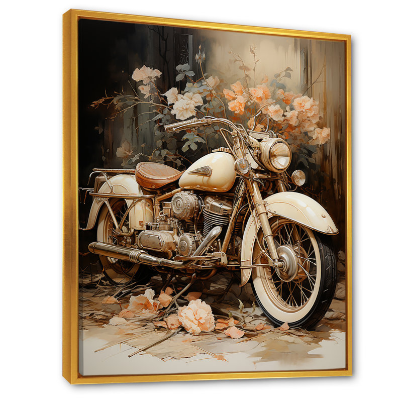 Mélodie rétro de motocyclettes, Cadre flottant doré, H 20 po x l 12 po x P 1 po