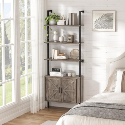 6 Tier Ladder Bookshelf With Cabinet