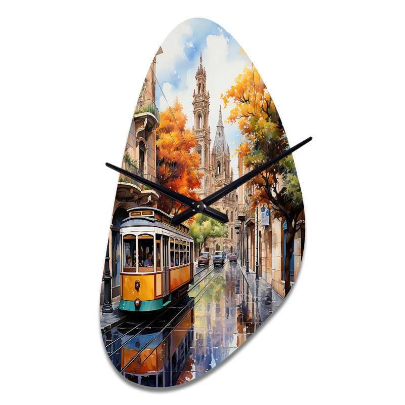 Posselli - Fall Shape Large Yellow Wall Clock - Unique Shape, Medium