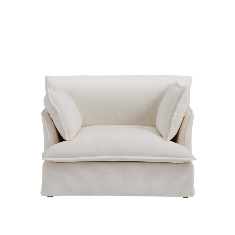 Fauteuil d'appoint surdimensionné avec charge à deux ports avec siège profond et large, Blanc