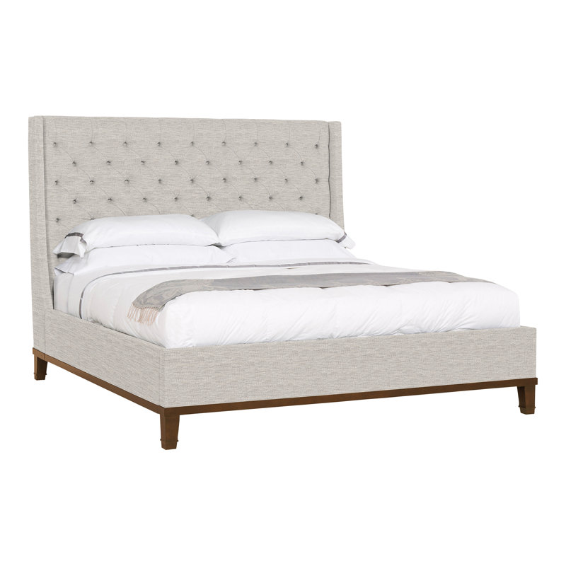 Michael Weiss Solid Wood Wingback Bed, Impala Linen, Wrenn