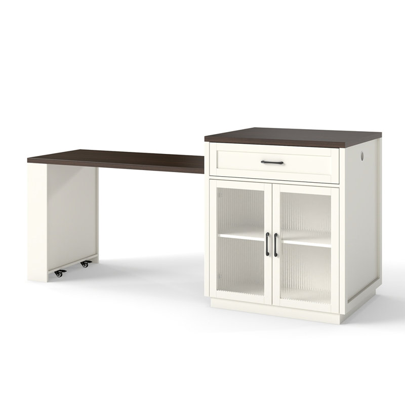 83.1" Kitchen Island With Extendable Table