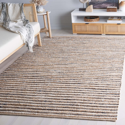 Tapis rayé en jute tissé / toile / coton Abishanth