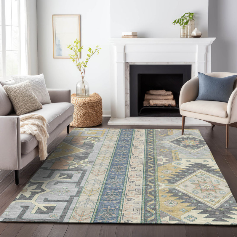 Tapis intérieur / extérieur gris lavable Solara , 5' x 7'6"