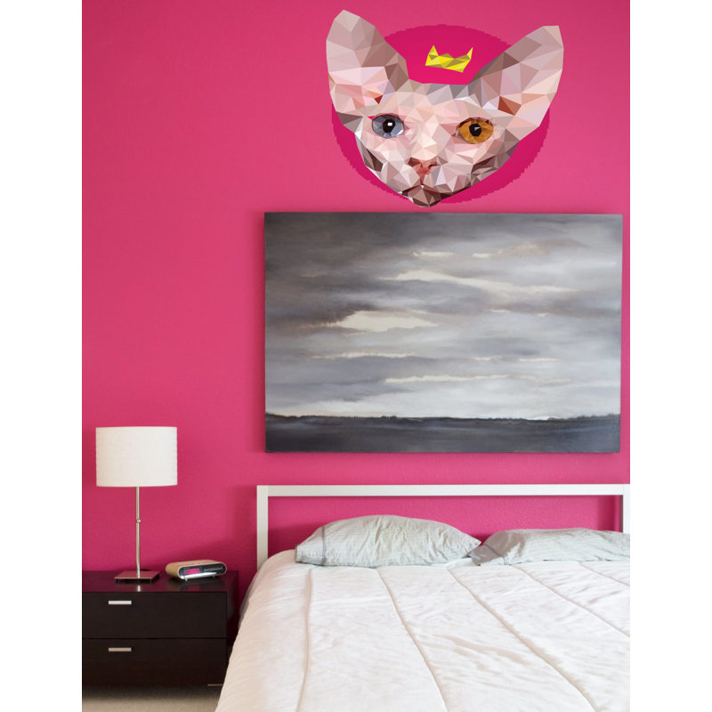 Décalcomanie murale polygonal Sphinx chat, H 20 po x l 22 po
