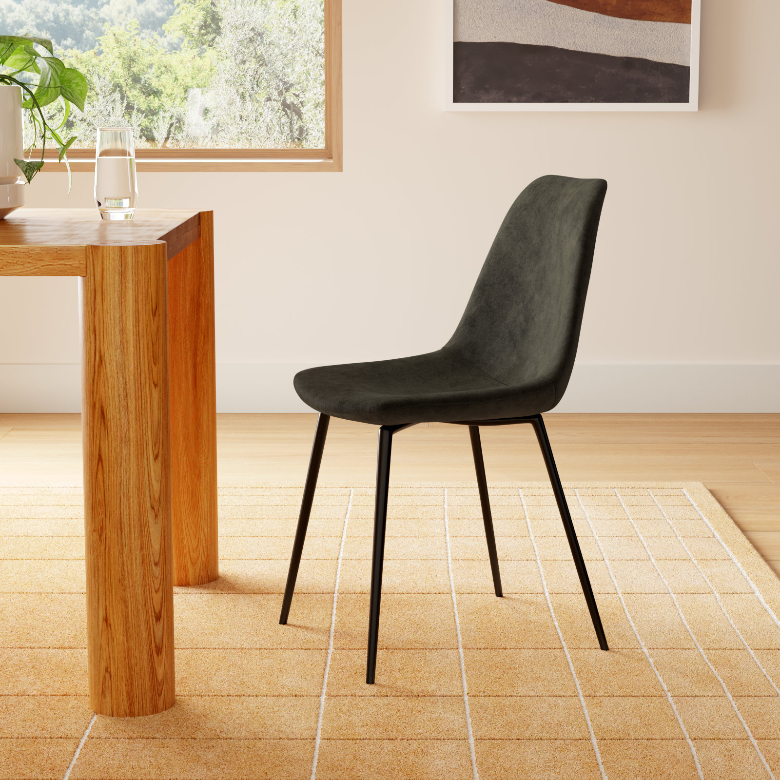 Kody Velvet Side Chair, Bella Smoke Performance Velvet