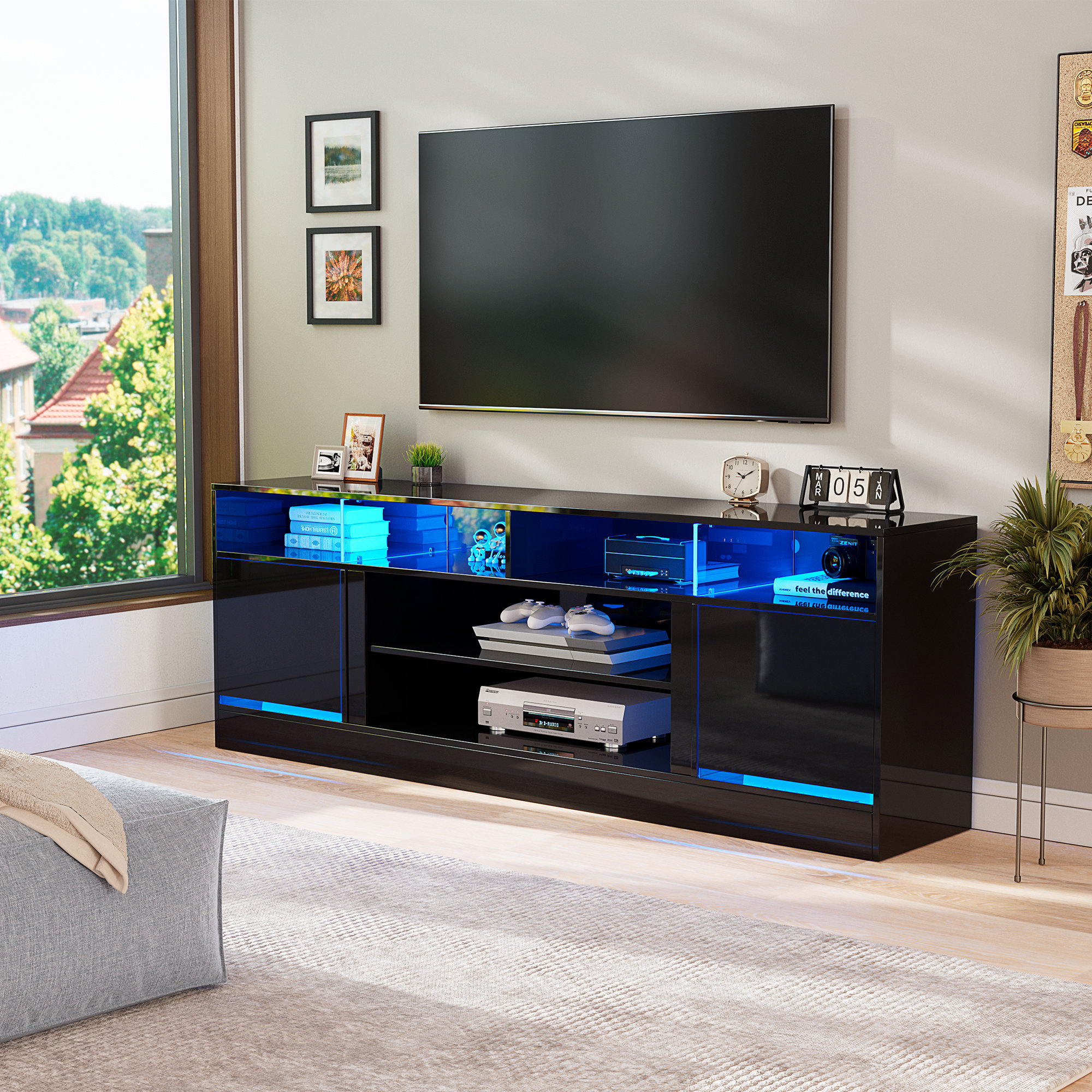 Wrought Studio Kialie 70'' Media Center, LED TV Stand for TVs up to 80 ...