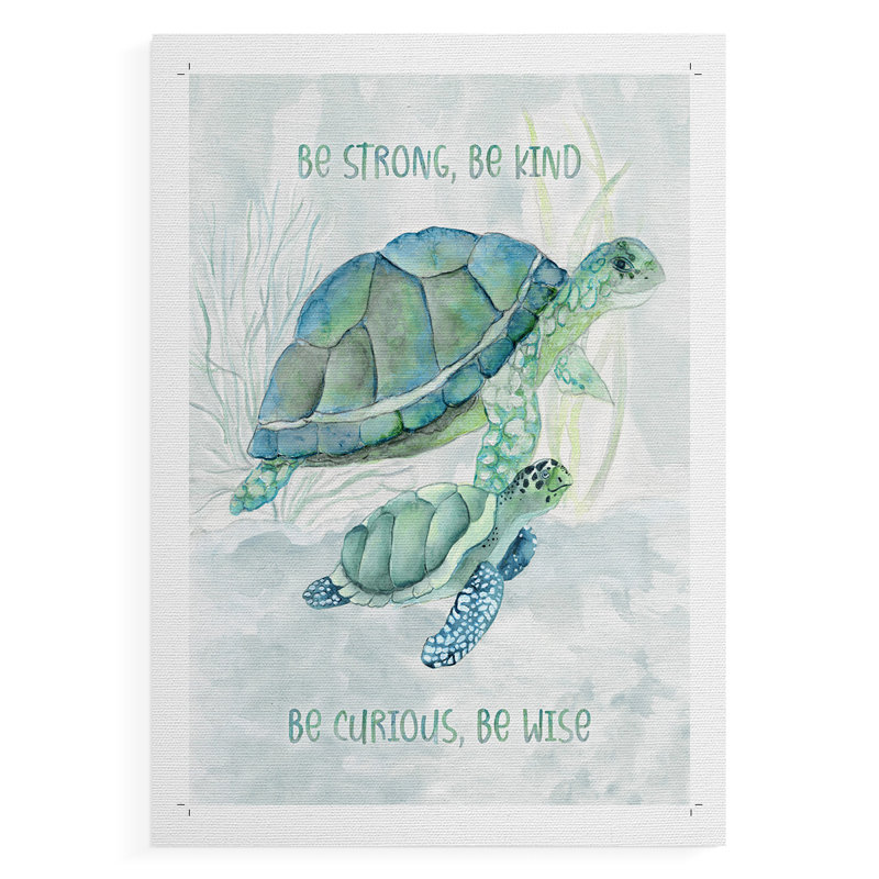 «Turtle Family I», impression sur toile seulement - non encadrée, H 18 po x l 12 po