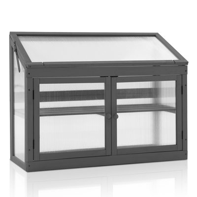 35.4" W x 14.6" D 2-Tier Wooden Cold Frame Garden Greenhouse