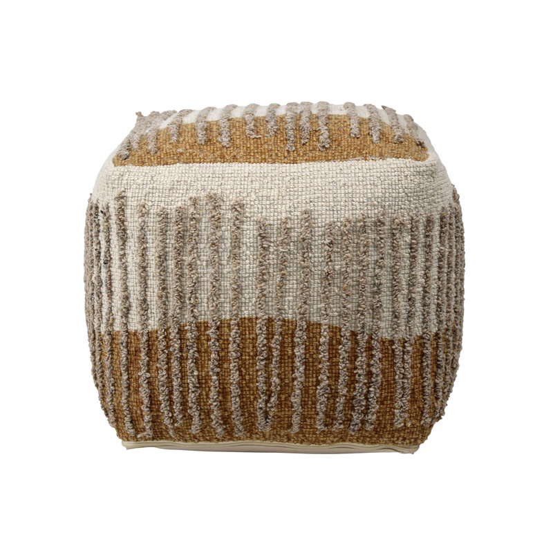 Eugene Wool Upholstered Ottoman, Mustard