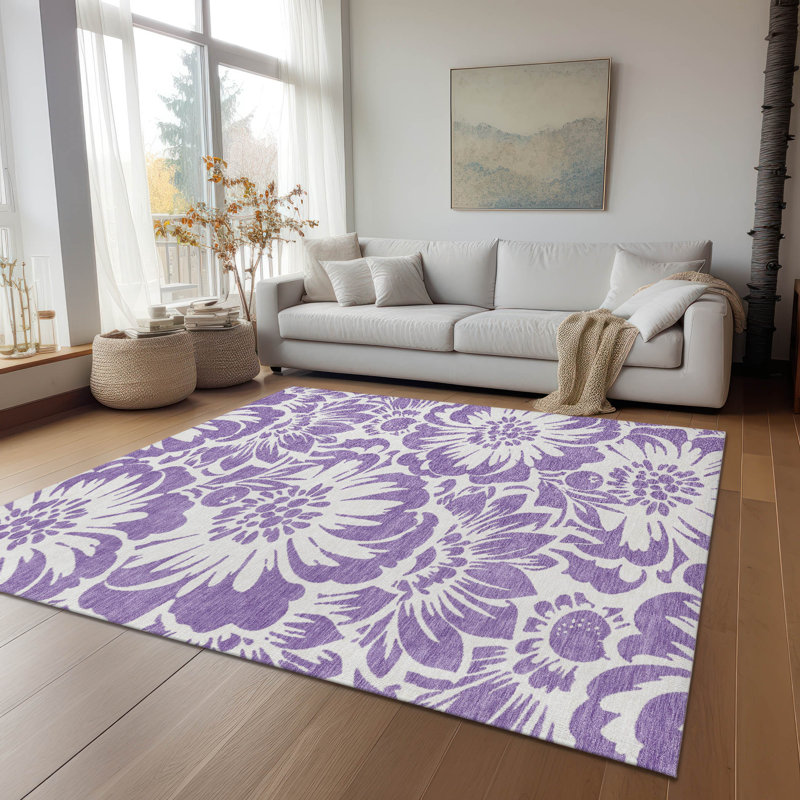 Alfonzo Flatweave Washable Floral Indoor / Outdoor Rug, Rectangle 2'6" x 3'10"