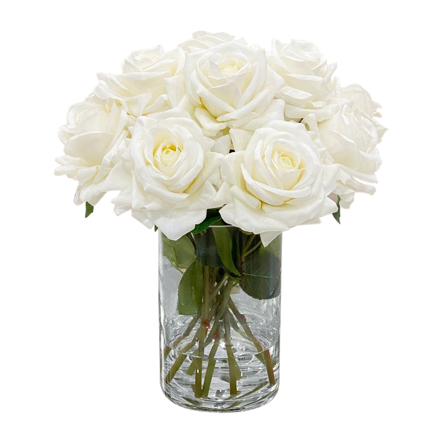 Real Touch White Rose Arrangement Greenery – Flovery