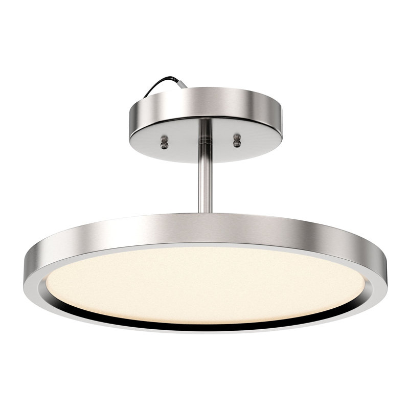 Plafonnier semi-encastré à DEL 1 lumière 15 po Hansin, Nickel brossé