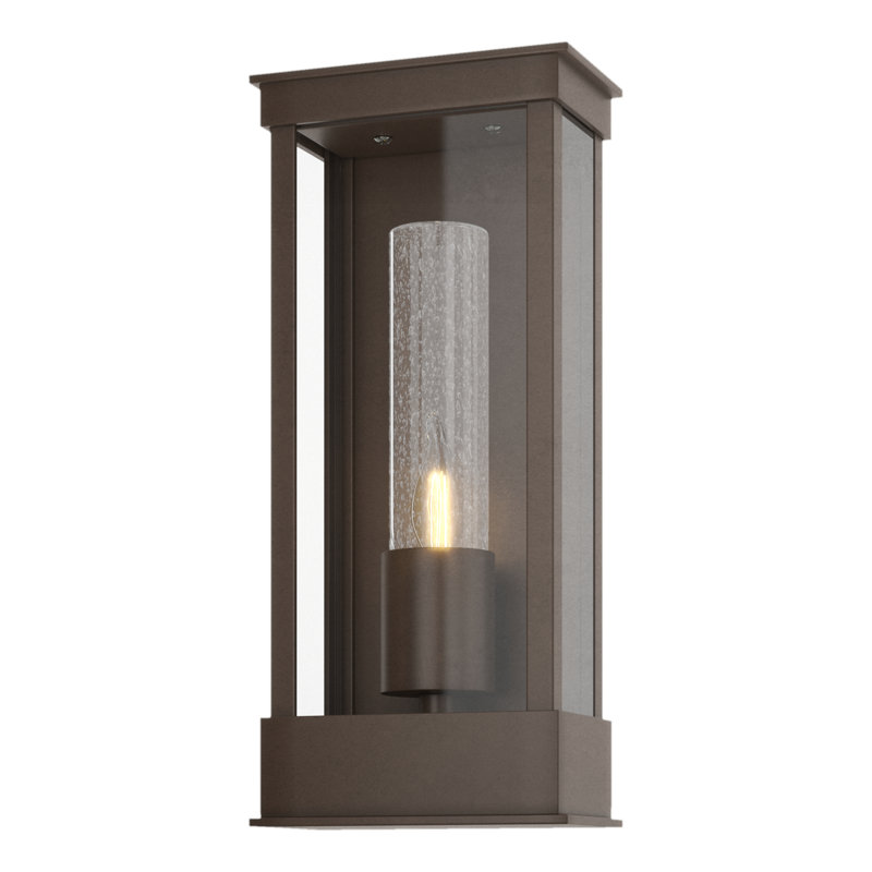Portico Outdoor Wall Lantern, Seeded Clear Glass, Coastal Bronze, 14.8" H x 6.3" W x 4" D