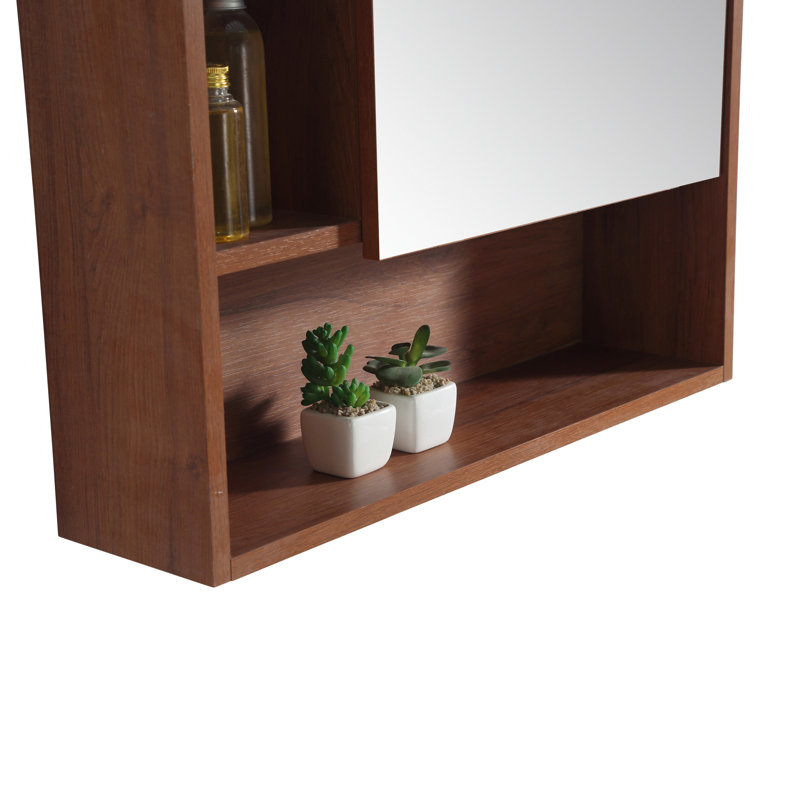 Armoire à pharmacie à montage en surface avec 4 tablettes Jensen, Noyer, Droite