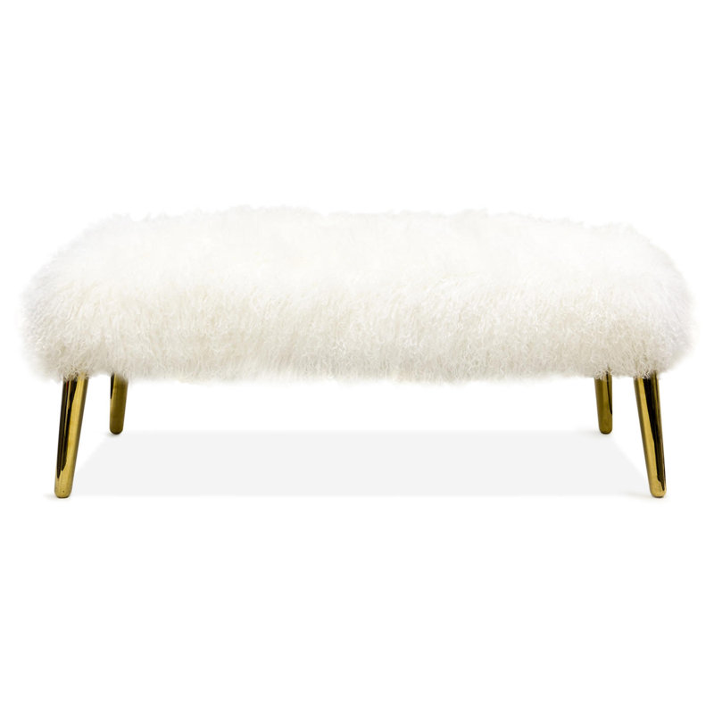 Mongolian Upholstered Bench, White