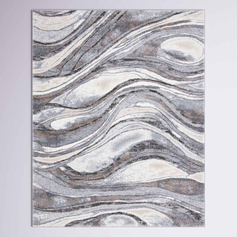 Makenna Abstract Gray/Beige/Brown Area Rug, Rectangle 8' x 10'