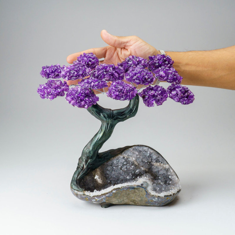 Custom - Genuine Amethyst Clustered Gemstone Tree On Druzy Matrix (The Protection Tree)