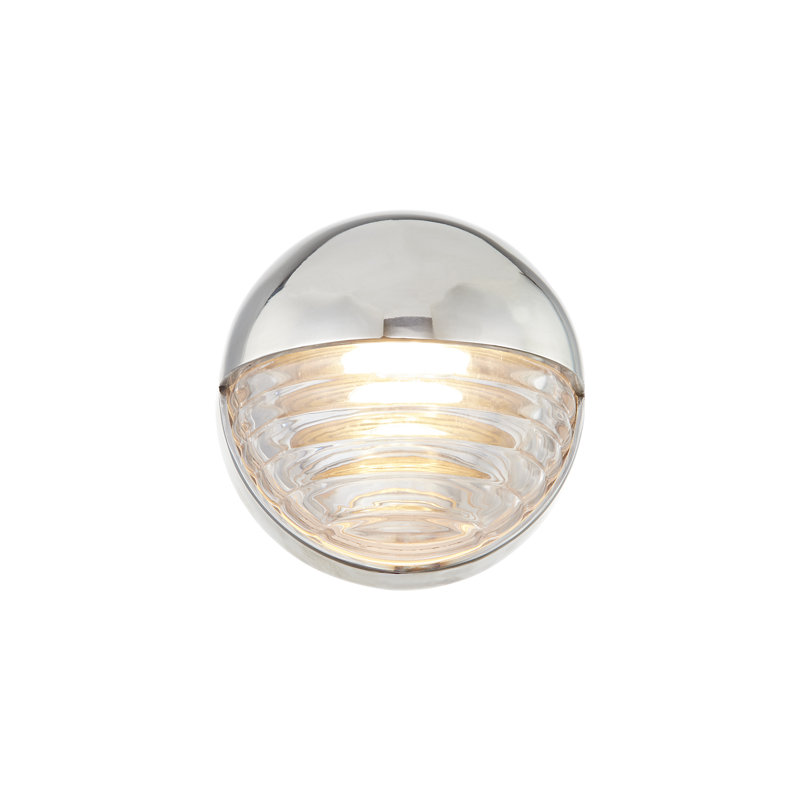 Palais LED Flush Mounted Sconce, Polished Nickel/Ribbed Glass