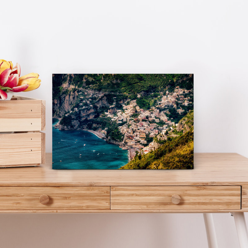 «Positano», côte d'Amalfi, Italie, art abstrait contemporain de la nature, H 12 po x l 18 po