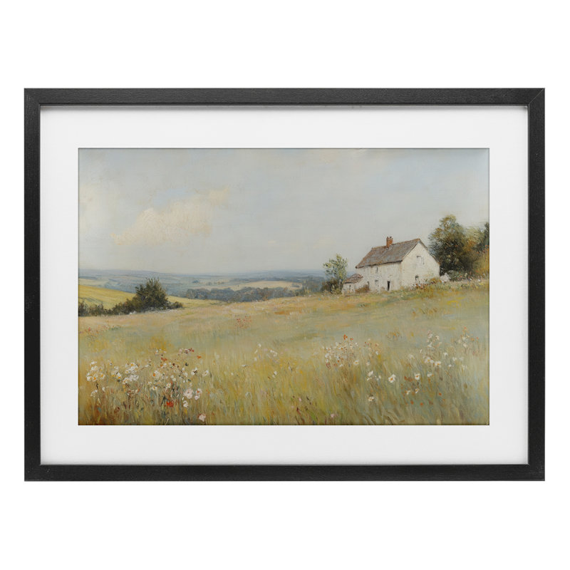 «Little House Prairie Landscape», reproduction d'art sous verre encadrée par Petal Prints Design, H 14 po x l 20 po