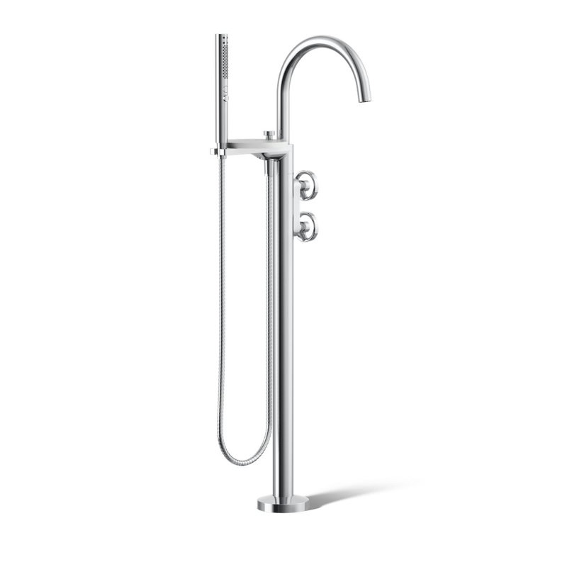 Components Floor-Mount Bath Filler Trim, Polished Chrome, Wheel Handle