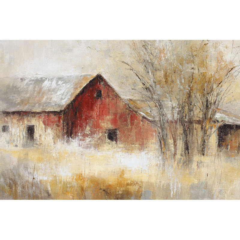 «Bare Tree Homestead - Winter Countryside Landscape», art mural sur toile tendue, 32"H x 48"W x 1.5"D