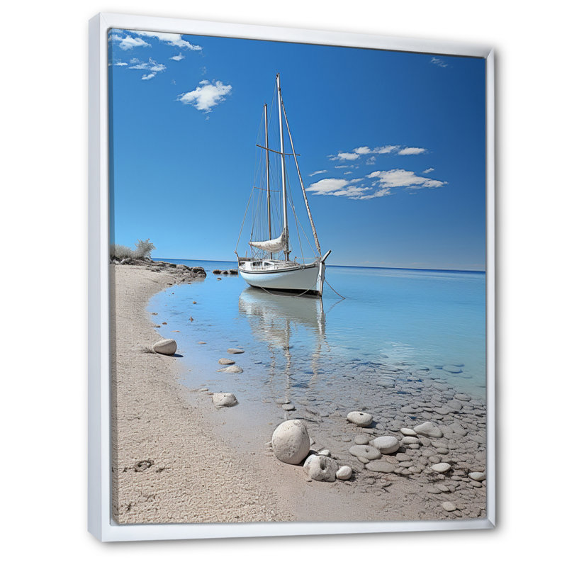 Hartmut, bateau, élégance, minimalisme IV, H 20 po x l 12 po x P 1 po, Cadre flottant blanc