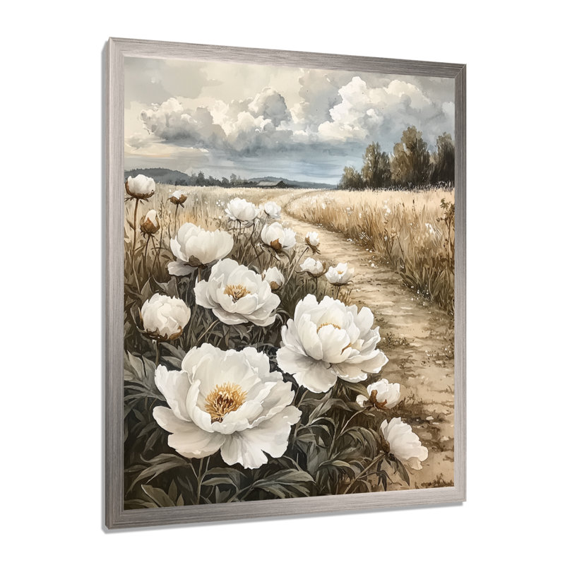 Gladene - impressions sur toile florales, H 32 po x l 16 po, Argent argent, Reproduction encadrée d'une seule photo