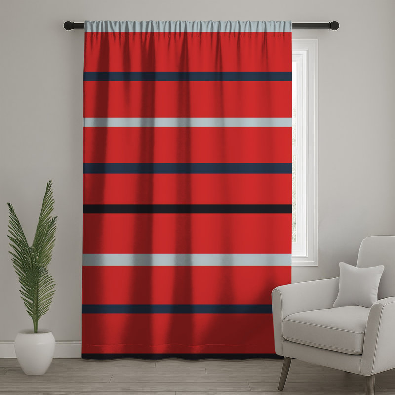 Rideaux de fenêtre rouges et noirs à rayures, voilages et voilages à rayures - 1 panneau, Sheer, 50" x 80" - 1 Panel