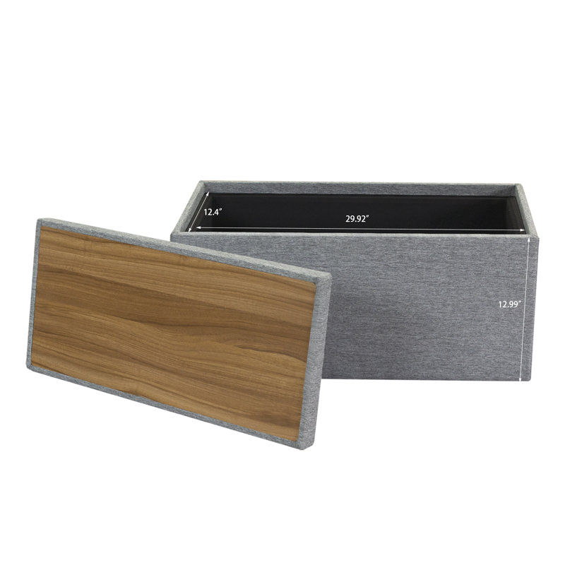 35-Inch Upholstered Storage Ottoman Bench With Reversible Tray