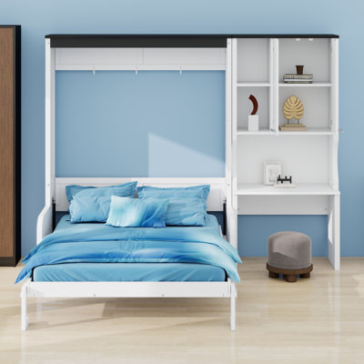 Innovative Foldable Murphy Bed Design With Sofa, Desk, And Storage