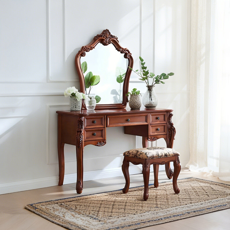 Meuble-lavabo 51,18 po avec miroir et tabouret