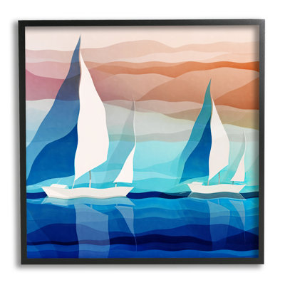 Ba-110-Framed " Contemporary Boats Seascape " by Ziwei Li
