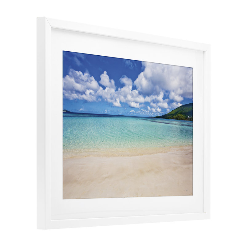 «Caribbean Bay Landscape», reproduction d'art sous verre encadrée par Seven Trees Design, H 17 po x l 21 po