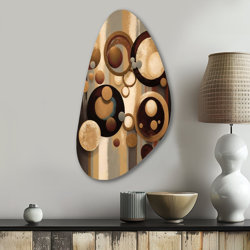 «Aged Barrel Universes VI», art mural asymétrique abstrait en métal, H 31 po x l 17 po