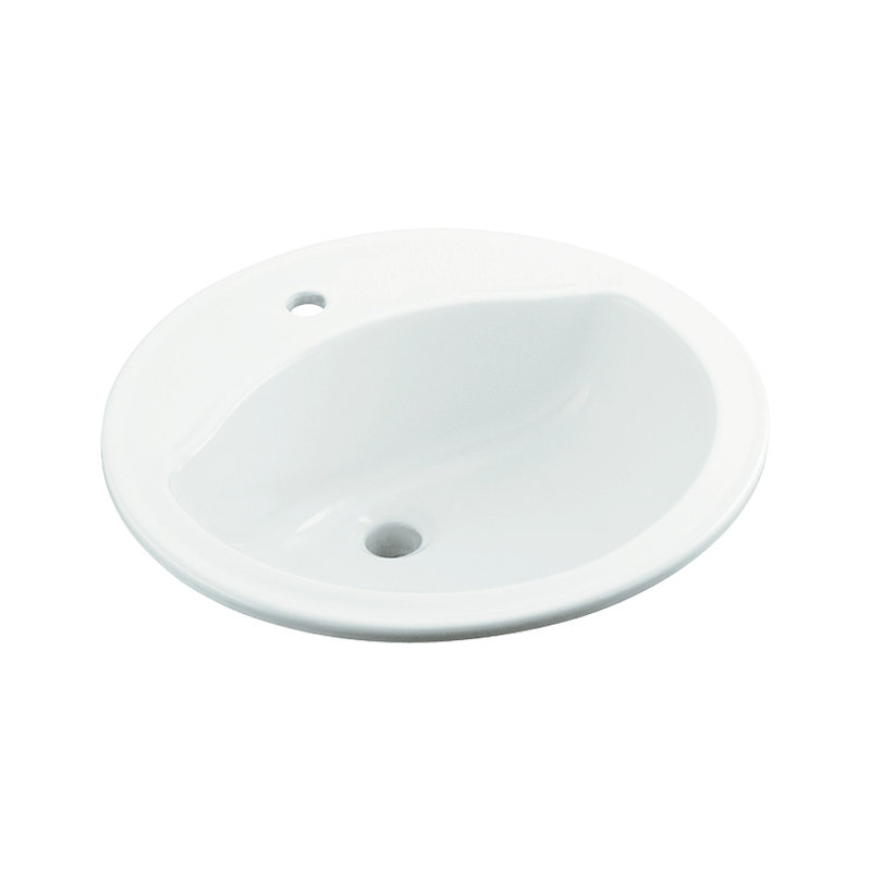 Modesto Ceramic Circular Drop-In Bathroom Sink, White