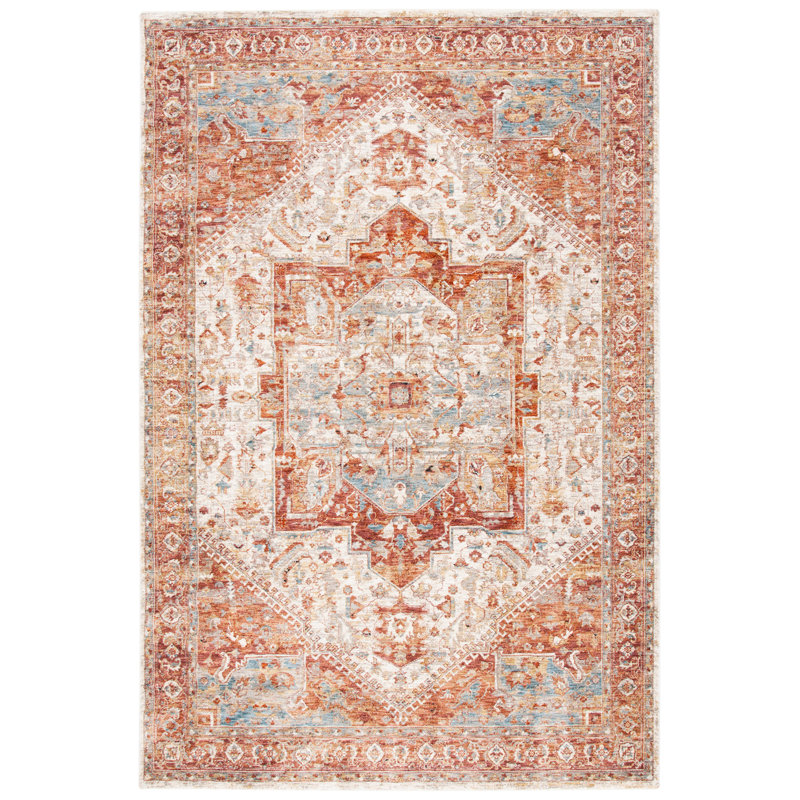 Tapis oriental ivoire / rouille, Rectangle 5 pi x 8 pi