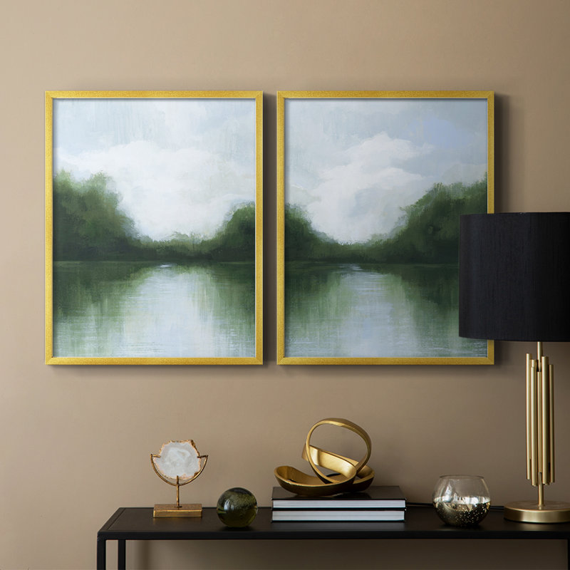 «Mossy Reflections I», reproduction encadrée de qualité supérieure - prête à être accrochée - aucun clou requis - aucun clou requis