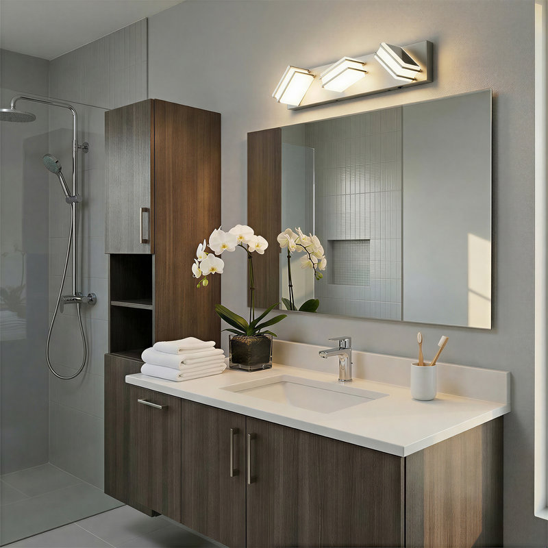 Barre d'éclairage DEL pour meuble-lavabo à DEL, 5 ampoules réglables, nickel brossé, Nickel brossé, Trois lumières