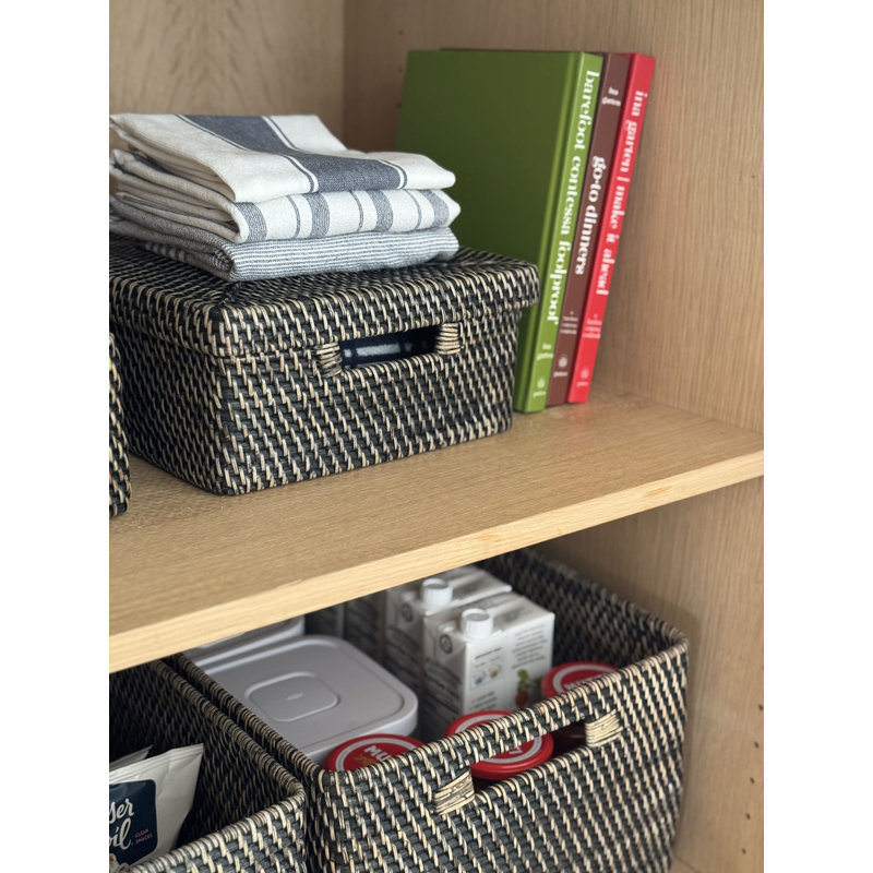 Wicker Storage Bin 1, Black