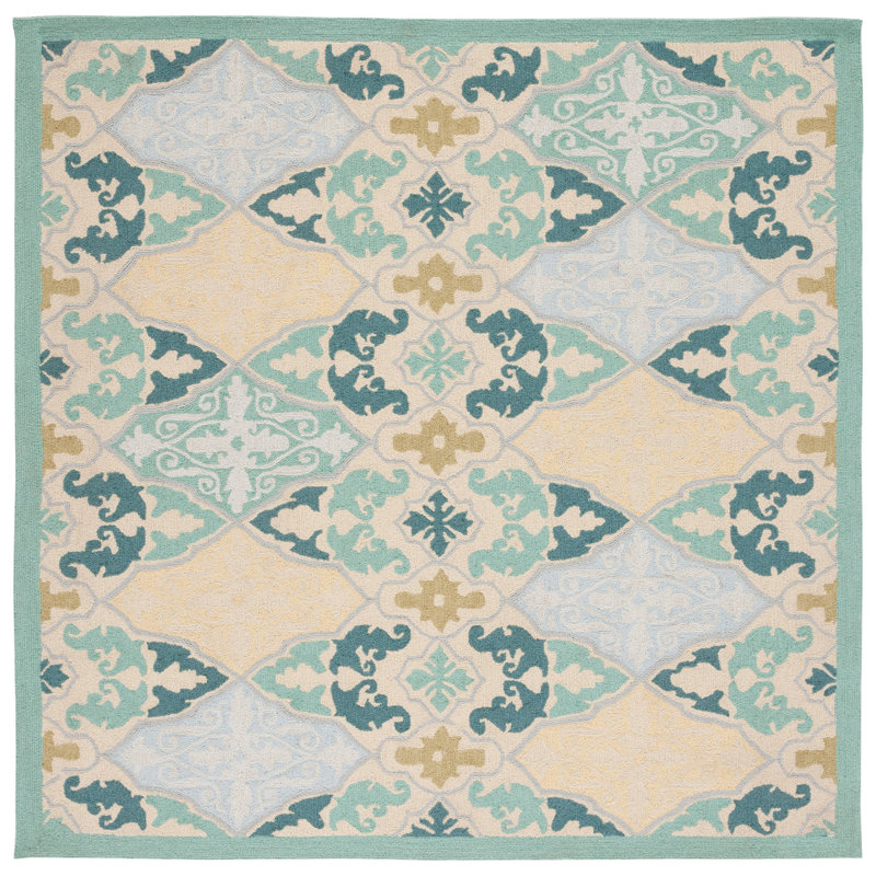 Helena Hand-Hooked Wool Ivory Area Rug, Square 6'