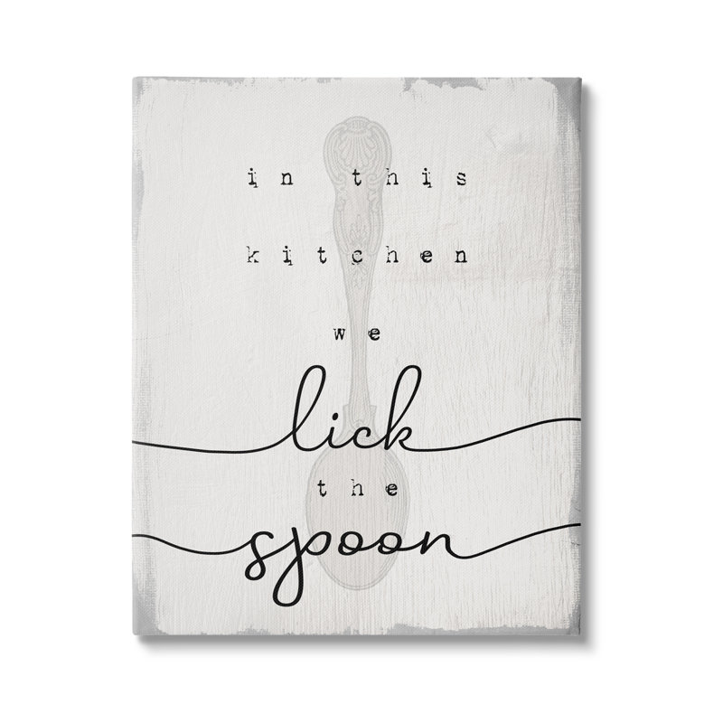 «Lick The Spoon Fun Bake Calligraphy», art textuel sur toile par Daphne Polselli, Toile tendue, H 20 po x l 16 po x P 1,5 po
