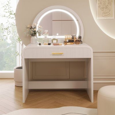 Table de coiffeuse 39 "avec miroir et miroir à écran tactile, coiffeuse avec tiroir pour chambre à coucher