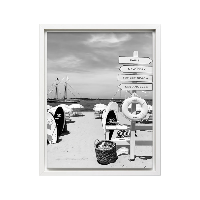 Plage tendance, 12"H x 16"W, Canvas, White Framed