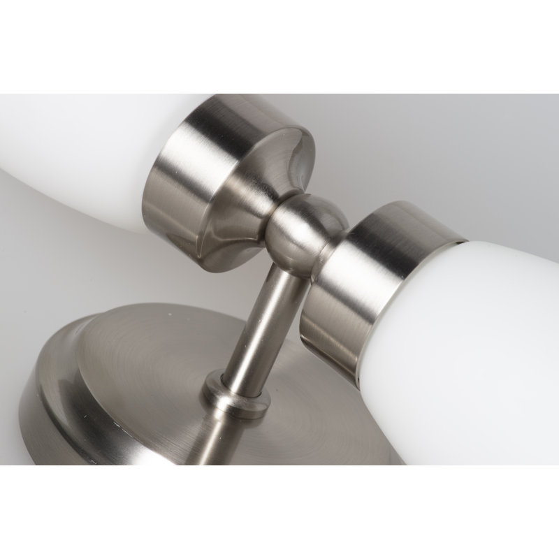 Applique murale moderne en nickel 2 lumières pour salle de bain, classée Ip44, base candélabre E12 pour salle de bain, Nickel