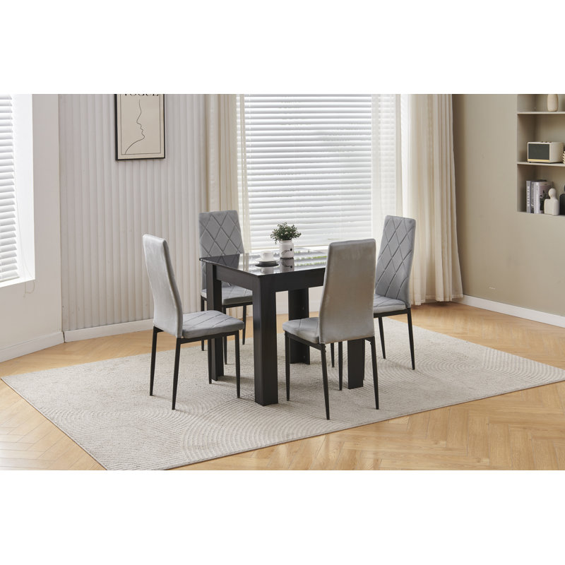 Dining Set, Grey Velvet Line Chairs#4