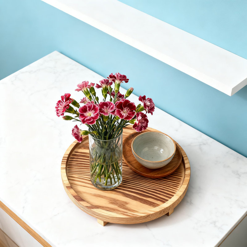 Plateau rond en bois pour la décoration intérieure, comptoir de cuisine rustique, meuble-lavabo et table basse avec finition imperméable